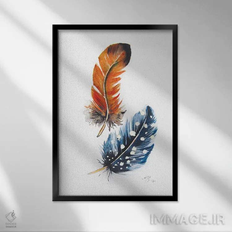 تابلو پرها ۲ اثر آنا بریجیتا کوواچ - نمای قابدار مشکی