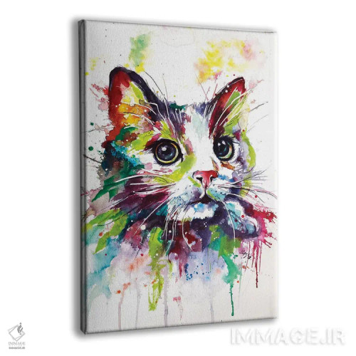 تابلو گربهٔ رنگارنگ اثر آنا بریجیتا کوواچ - نمای پرسپکتیو محصول