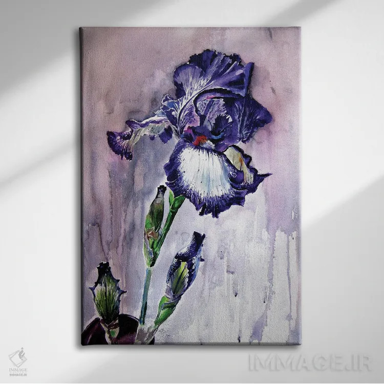 تابلو سوسن بنفش اثر آنا بریجیتا کوواچ - نمای روبهرو روی دیوار