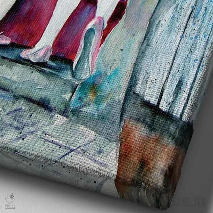 تابلو رقاصان بالهٔ کوچک اثر آنا بریجیتا کوواچ - نمای نزدیک بافت بوم