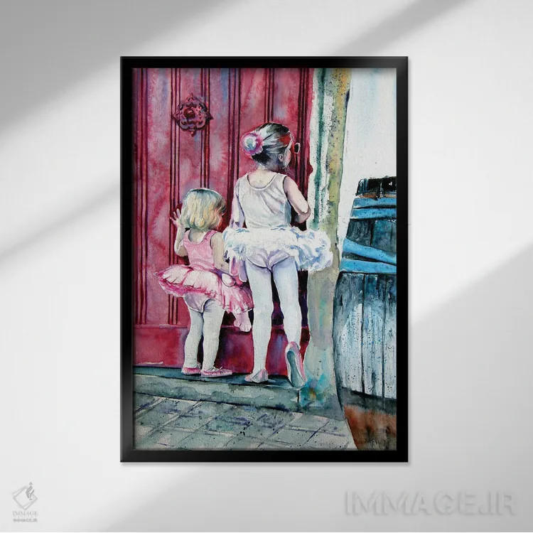 تابلو رقاصان بالهٔ کوچک اثر آنا بریجیتا کوواچ - نمای قابدار مشکی