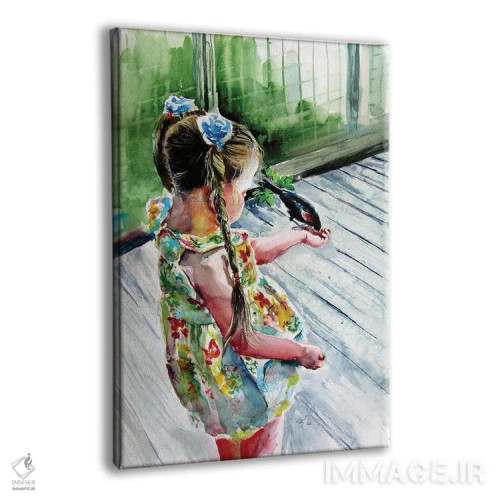 تابلو دختر با پرنده اثر آنا بریجیتا کوواچ - نمای پرسپکتیو محصول