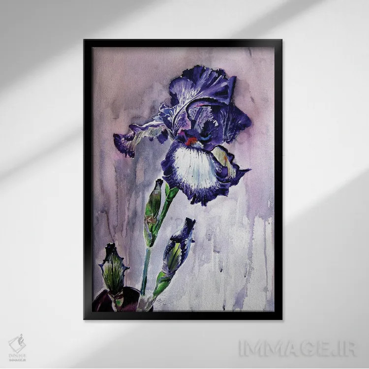 تابلو سوسن بنفش اثر آنا بریجیتا کوواچ - نمای قابدار مشکی