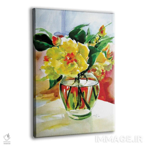 تابلو طبیعت بیجان با گلهای زرد اثر آنا بریجیتا کوواچ - نمای پرسپکتیو محصول