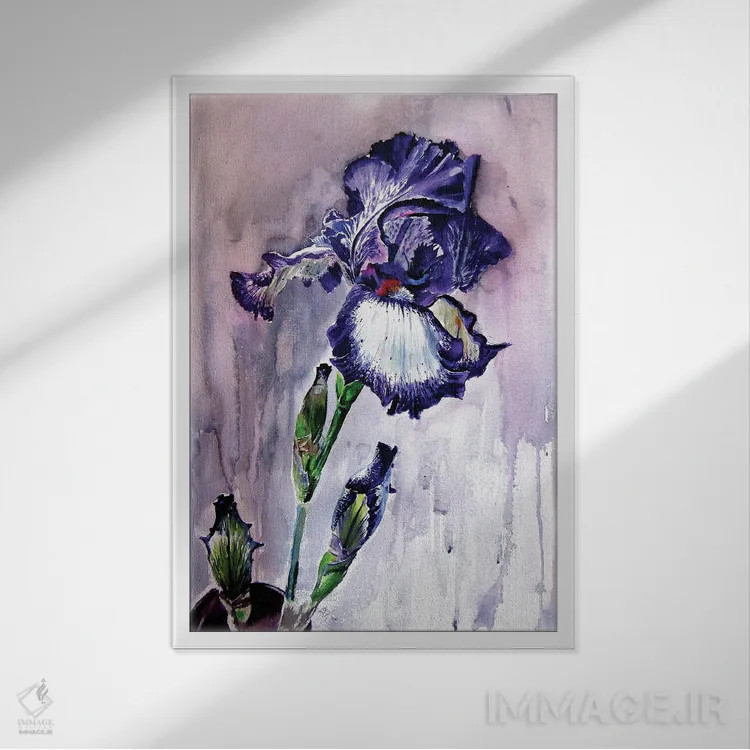 تابلو سوسن بنفش اثر آنا بریجیتا کوواچ - نمای قابدار سفید