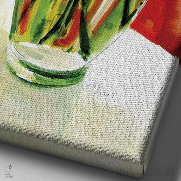 تابلو طبیعت بیجان با گلهای زرد اثر آنا بریجیتا کوواچ - نمای نزدیک بافت بوم