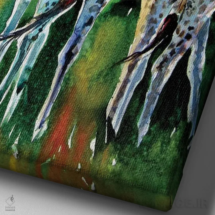 تابلو زرافهها در دشت اثر آنا بریجیتا کوواچ - نمای نزدیک بافت بوم