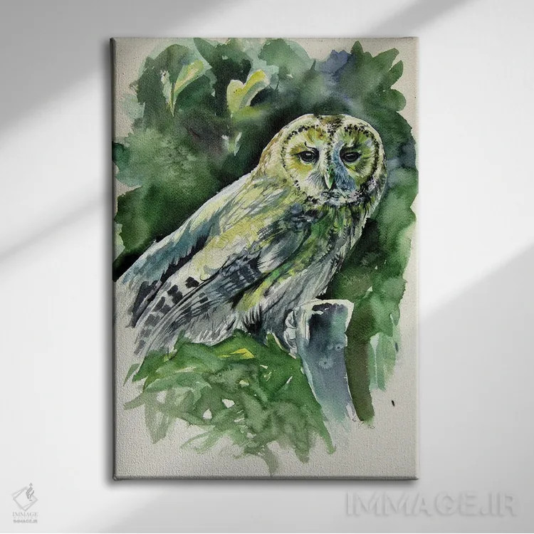 تابلو جغد باشکوه اثر آنا بریجیتا کوواچ - نمای روبهرو روی دیوار