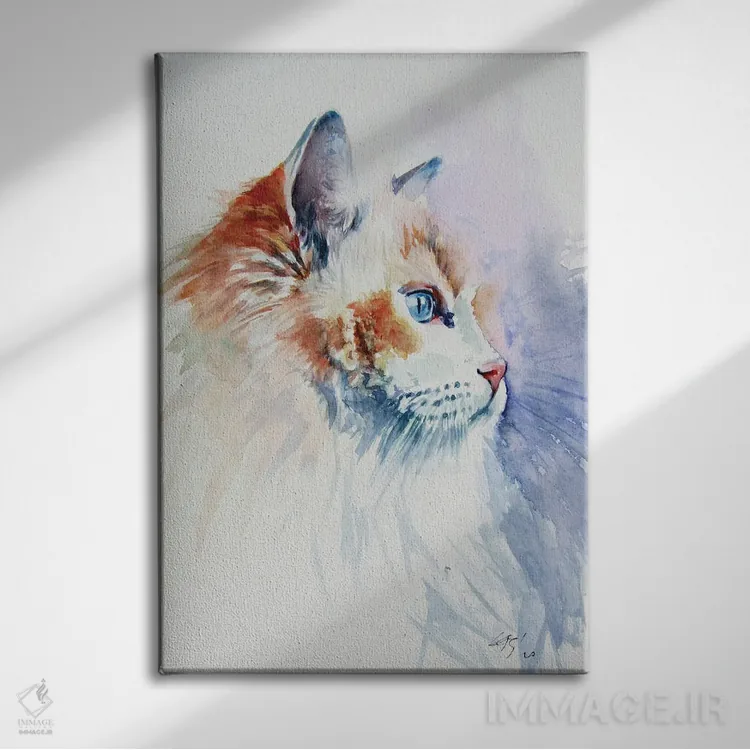 تابلو پرترهٔ گربه ۳ اثر آنا بریجیتا کوواچ - نمای روبهرو روی دیوار