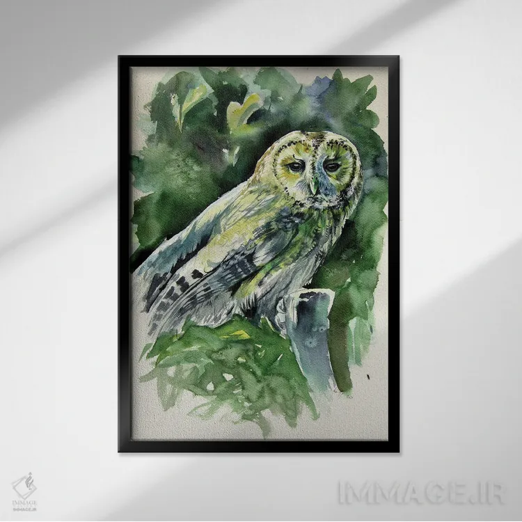 تابلو جغد باشکوه اثر آنا بریجیتا کوواچ - نمای قابدار مشکی