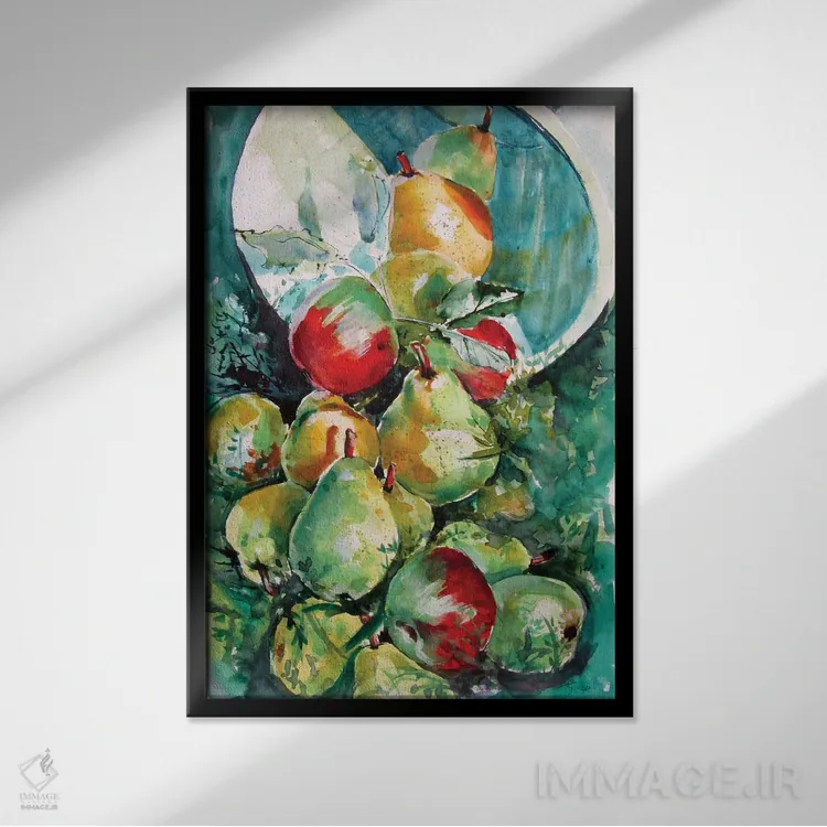 تابلو میوهها در چمنزار اثر آنا بریجیتا کوواچ - نمای قابدار مشکی