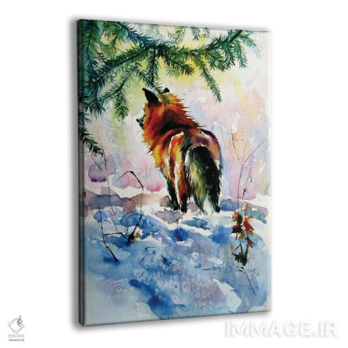 تابلو روباه قرمز در حال تماشای زمستان اثر آنا بریجیتا کوواچ - نمای پرسپکتیو محصول
