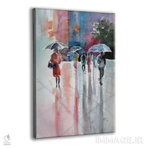 تابلو روز بارانی با چترها ۳ اثر آنا بریجیتا کوواچ - نمای پرسپکتیو محصول