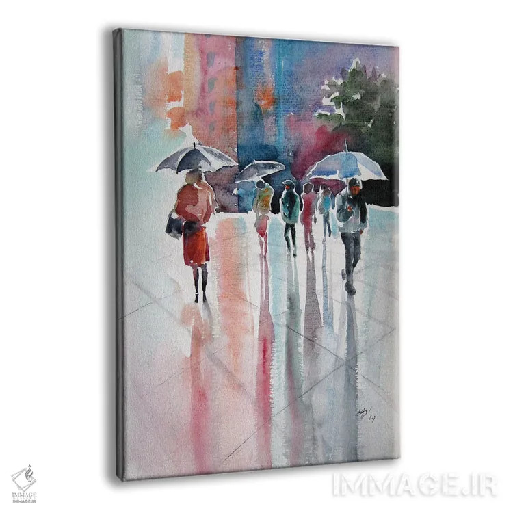 تابلو روز بارانی با چترها ۳ اثر آنا بریجیتا کوواچ - نمای پرسپکتیو محصول