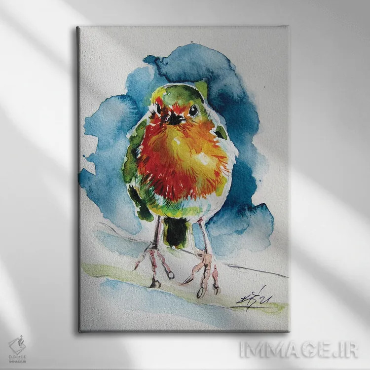 تابلو سینهسرخ زیبا اثر آنا بریجیتا کوواچ - نمای روبهرو روی دیوار