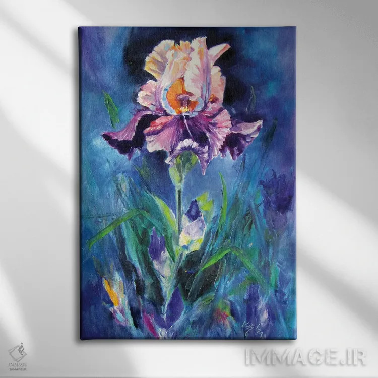 تابلو سوسن بنفش ۲ اثر آنا بریجیتا کوواچ - نمای روبهرو روی دیوار