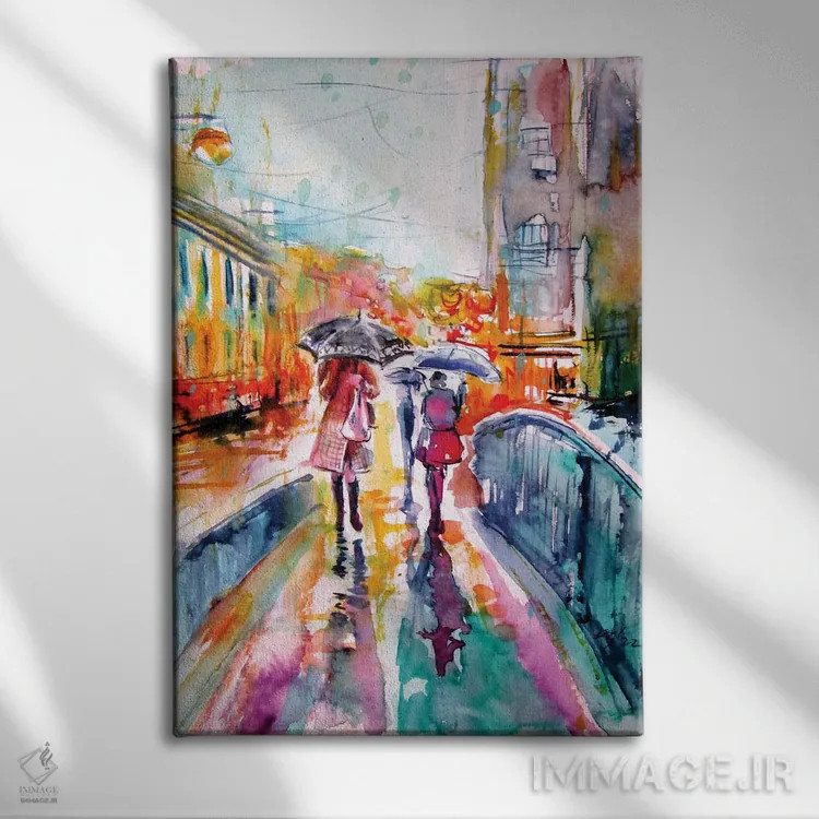 تابلو باران در شهر اثر آنا بریجیتا کوواچ - نمای روبهرو روی دیوار