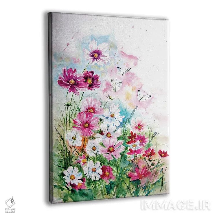 تابلو گلهای کیهانی با پروانهها اثر آنا بریجیتا کوواچ - نمای پرسپکتیو محصول