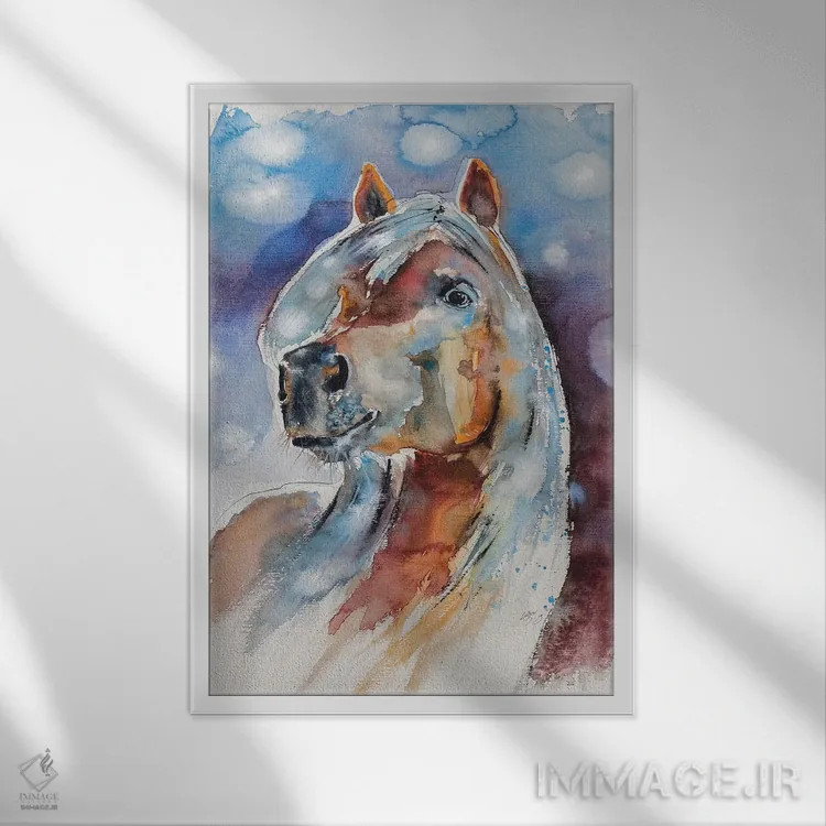 تابلو اسب اثر آنا بریجیتا کوواچ - نمای قابدار سفید
