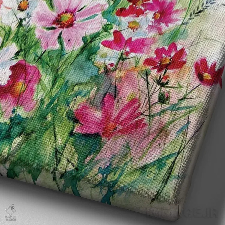 تابلو گلهای کیهانی با پروانهها اثر آنا بریجیتا کوواچ - نمای نزدیک بافت بوم