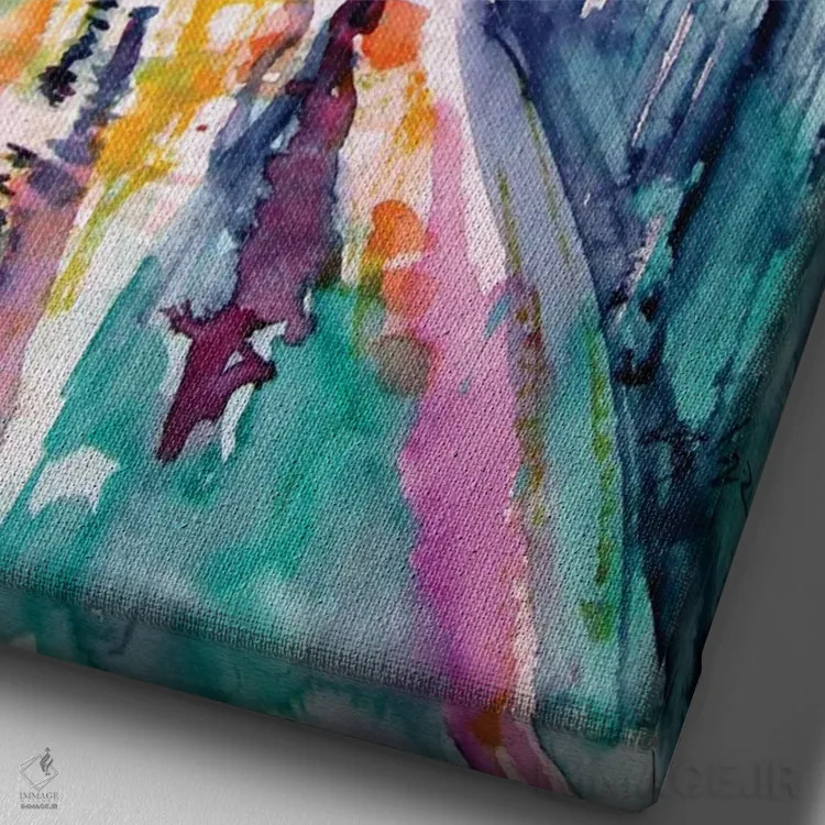 تابلو باران در شهر اثر آنا بریجیتا کوواچ - نمای نزدیک بافت بوم