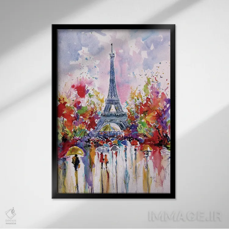 تابلو برج ایفل در پاییز اثر آنا بریجیتا کوواچ - نمای قابدار مشکی