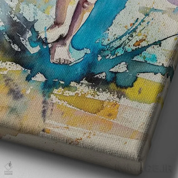 تابلو دختر بازیگوش اثر آنا بریجیتا کوواچ - نمای نزدیک بافت بوم