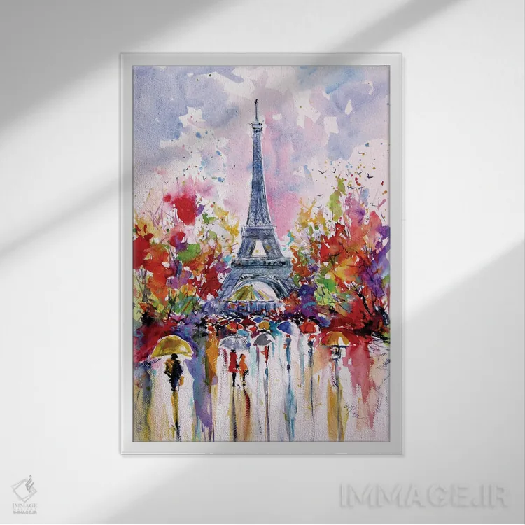 تابلو برج ایفل در پاییز اثر آنا بریجیتا کوواچ - نمای قابدار سفید