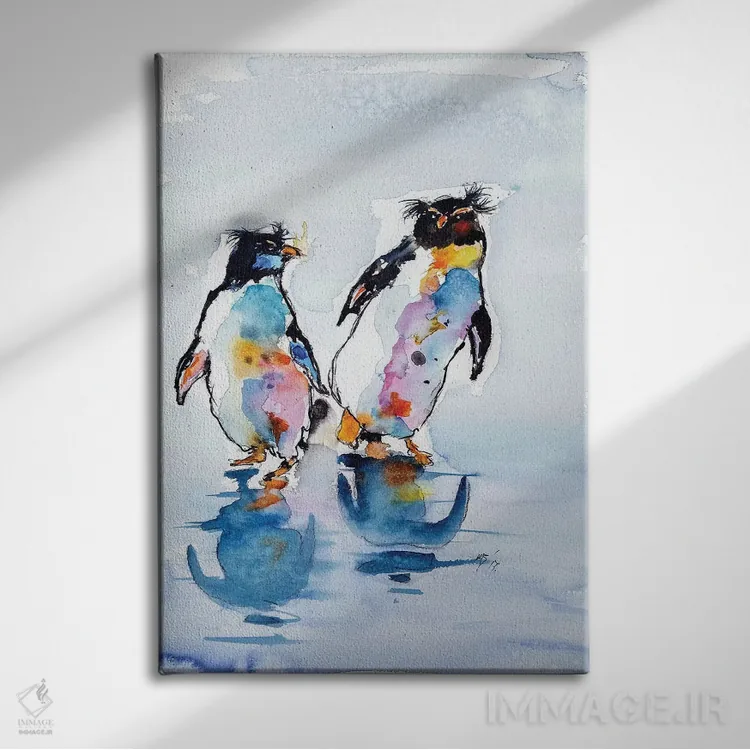 تابلو پنگوئنهای راکهوپر اثر آنا بریجیتا کوواچ - نمای روبهرو روی دیوار