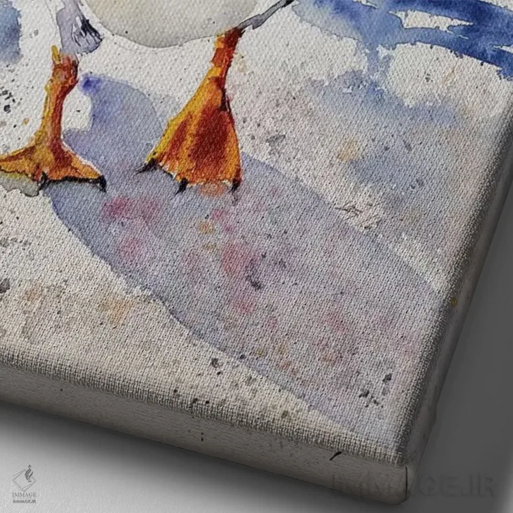 تابلو پافین (پرنده دریایی) اثر آنا بریجیتا کوواچ - نمای نزدیک بافت بوم