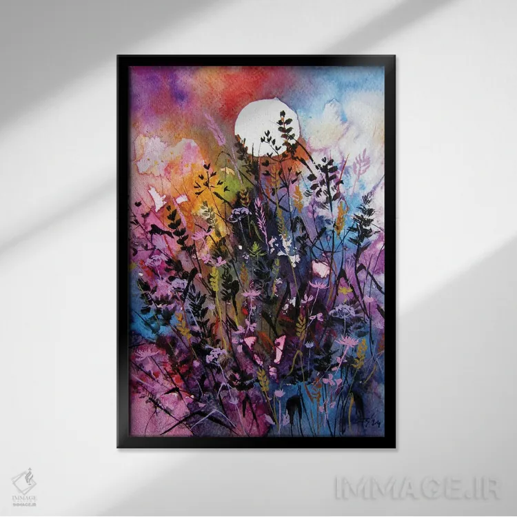 تابلو گلهای وحشی پاییزی اثر آنا بریجیتا کوواچ - نمای قابدار مشکی