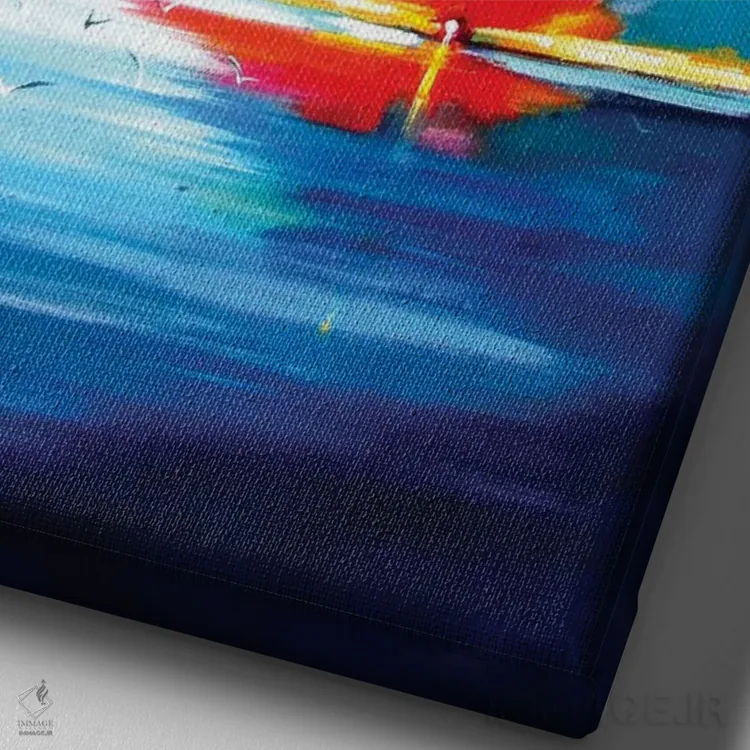 تابلو غروب همراه با پرندگان اثر آنا بریجیتا کوواچ - نمای نزدیک بافت بوم