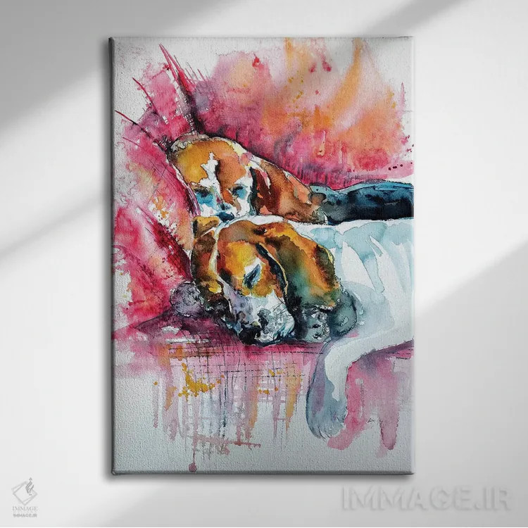 تابلو سگهای خوابیده اثر آنا بریجیتا کوواچ - نمای روبهرو روی دیوار