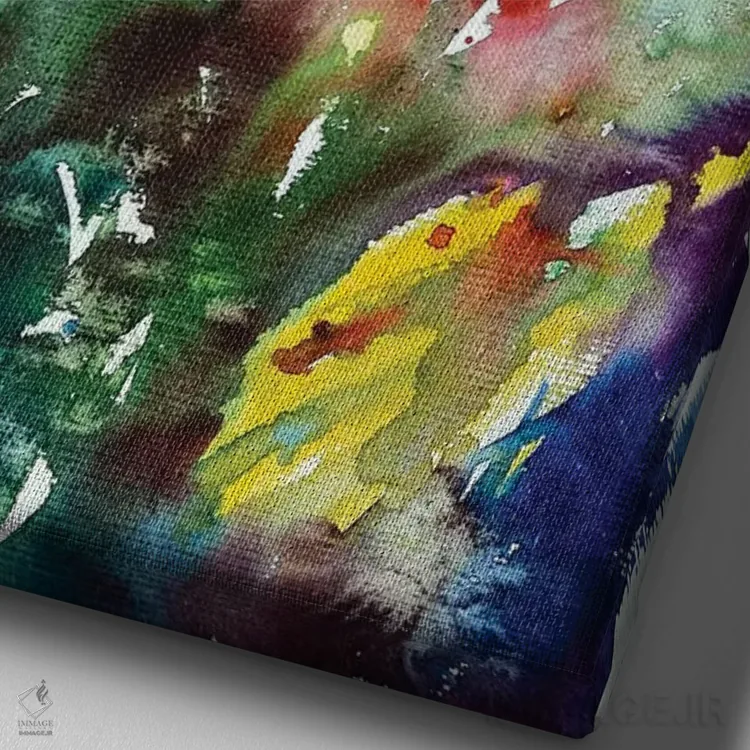 تابلو زنبور با گل اثر آنا بریجیتا کوواچ - نمای نزدیک بافت بوم