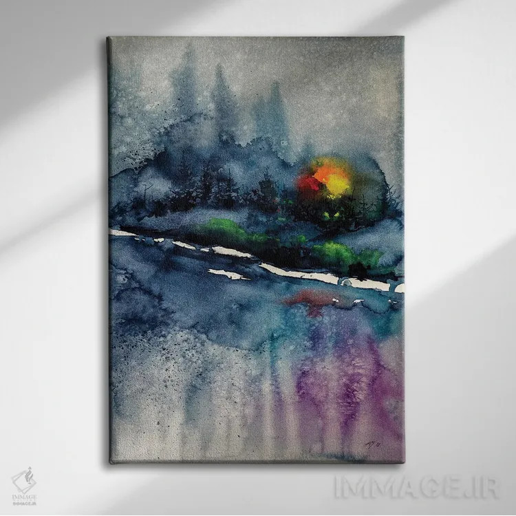 تابلو منظرهٔ فصل زمستان اثر آنا بریجیتا کوواچ - نمای روبهرو روی دیوار