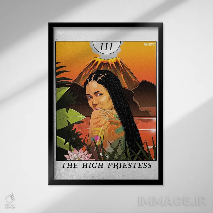 تابلو کاهنهٔ بزرگ اثر ای-ک آرتس - نمای قابدار مشکی