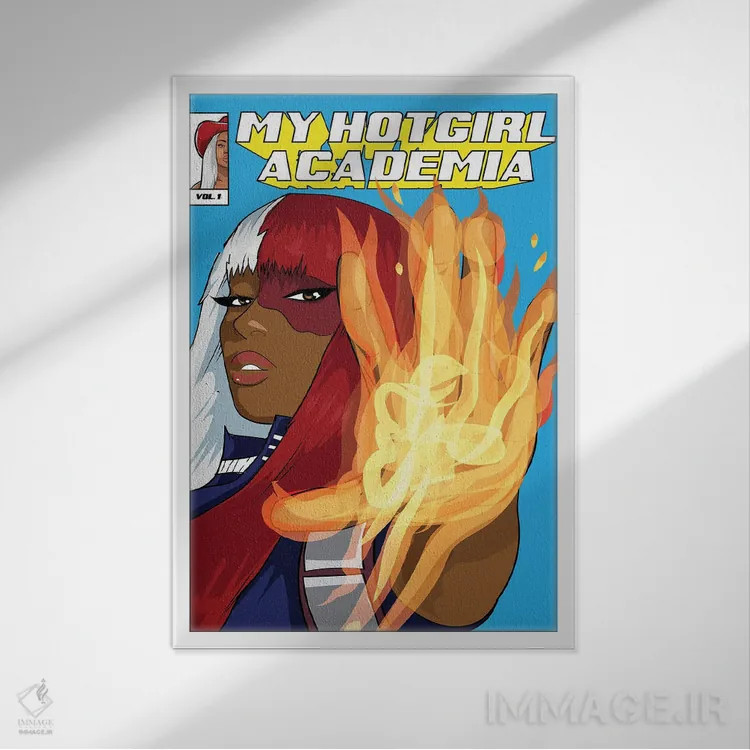 تابلو آکادمی دختر داغ من اثر ای-ک آرتس - نمای قابدار سفید