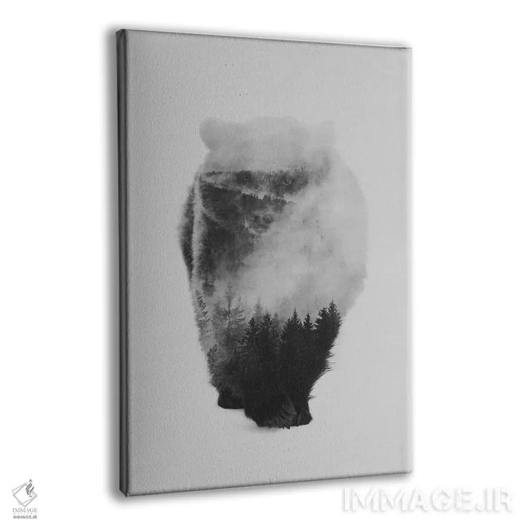تابلو خرس نزدیک شونده (سیاه و سفید) اثر آندریاس لیه - نمای پرسپکتیو محصول
