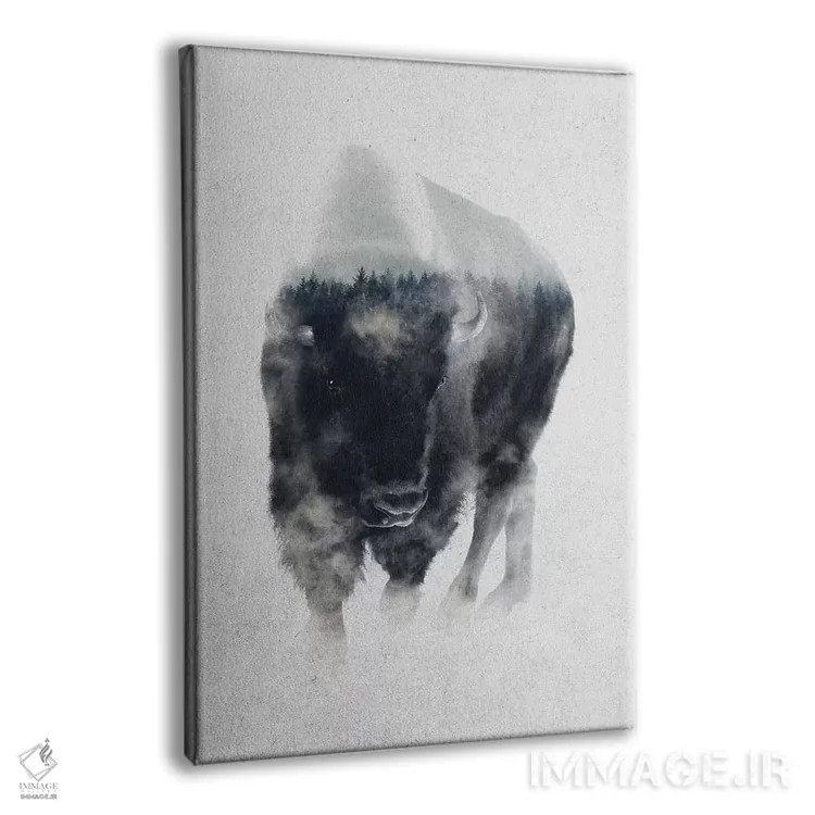 تابلو گاومیش آمریکایی در مه اثر آندریاس لیه - نمای پرسپکتیو محصول