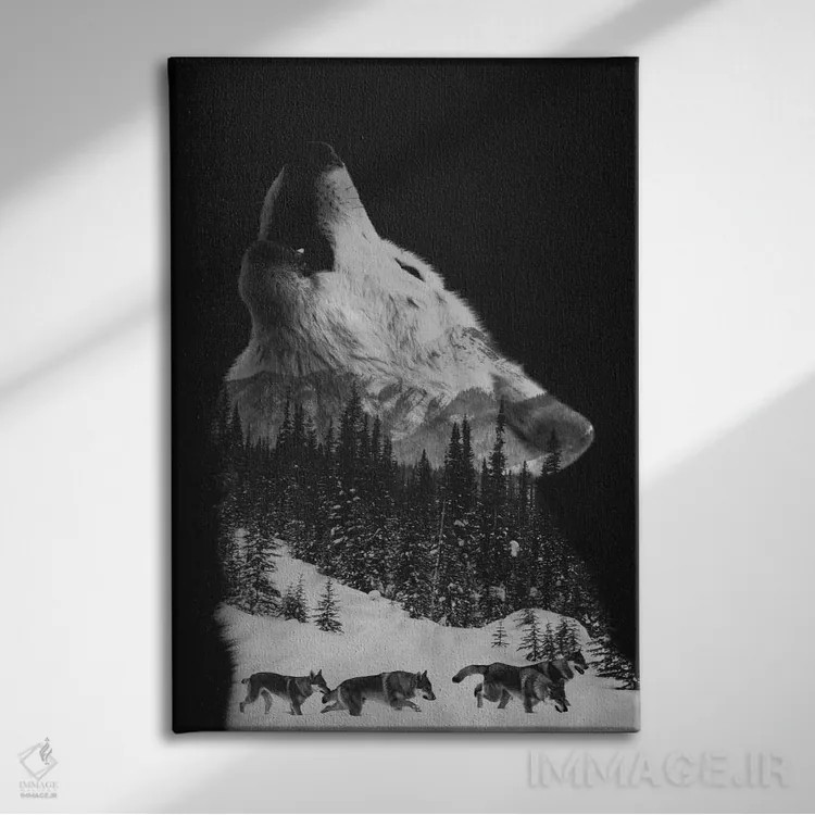 تابلو گلهٔ گرگها اثر آندریاس لیه - نمای روبهرو روی دیوار