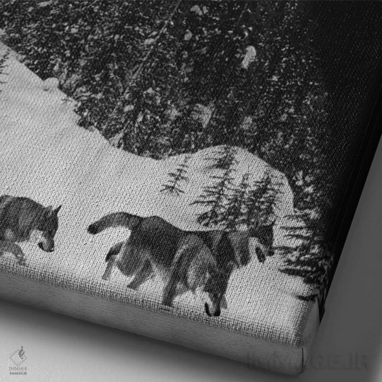 تابلو گلهٔ گرگها اثر آندریاس لیه - نمای نزدیک بافت بوم