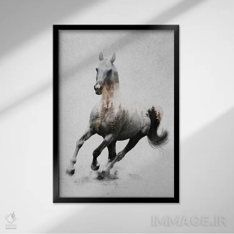 تابلو اسب IV اثر آندریاس لیه - نمای قابدار مشکی