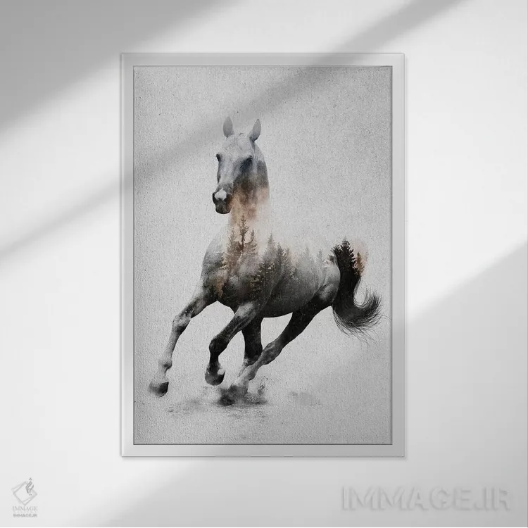 تابلو اسب IV اثر آندریاس لیه - نمای قابدار سفید