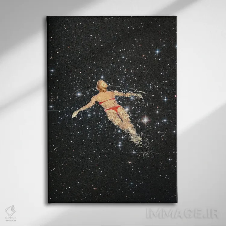 تابلو شنا در کهکشان اثر آندریاس لیه - نمای روبهرو روی دیوار