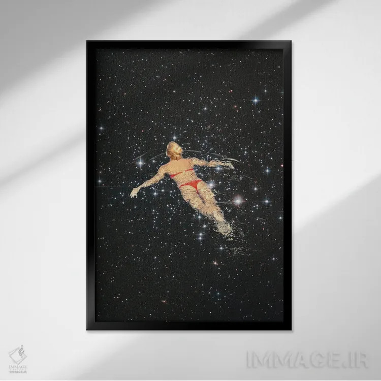 تابلو شنا در کهکشان اثر آندریاس لیه - نمای قابدار مشکی