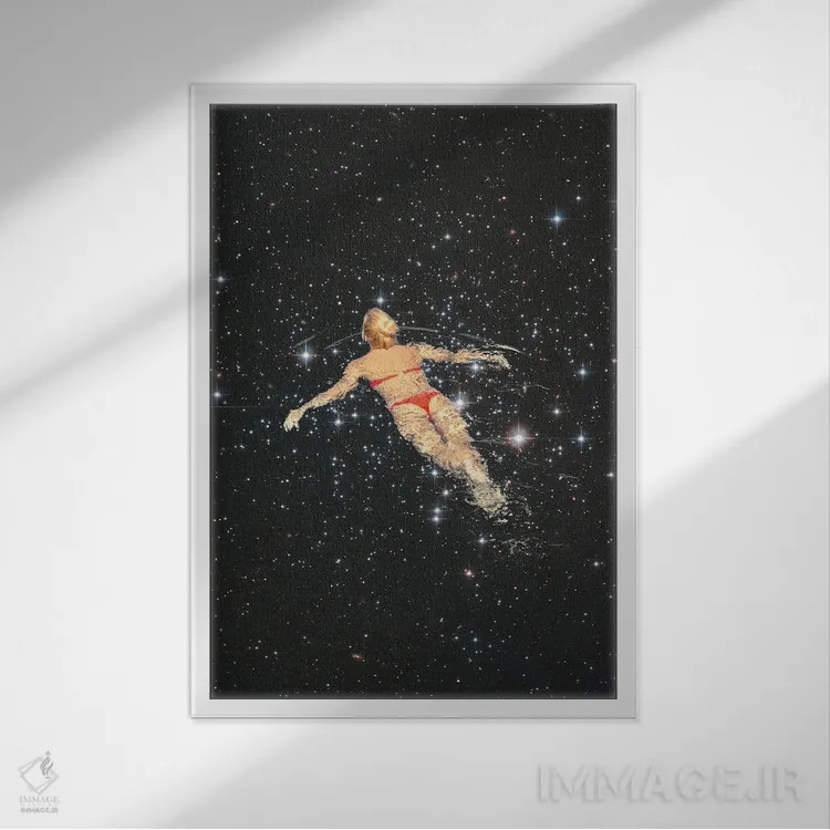 تابلو شنا در کهکشان اثر آندریاس لیه - نمای قابدار سفید