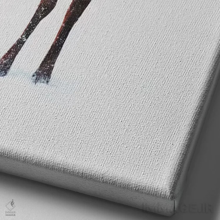 تابلو گوزن V اثر آندریاس لیه - نمای نزدیک بافت بوم