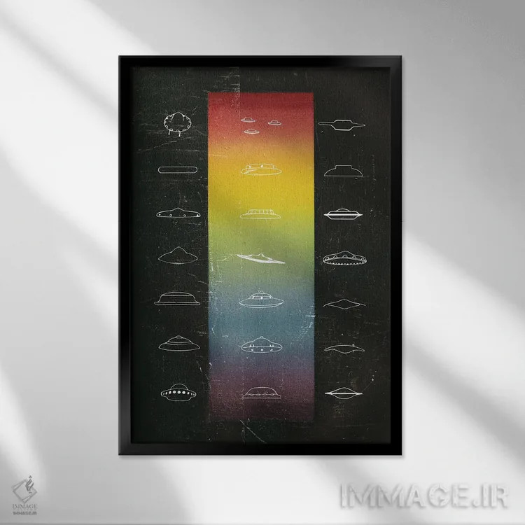 تابلو نمودار بشقابپرنده اثر آندریاس لیه - نمای قابدار مشکی