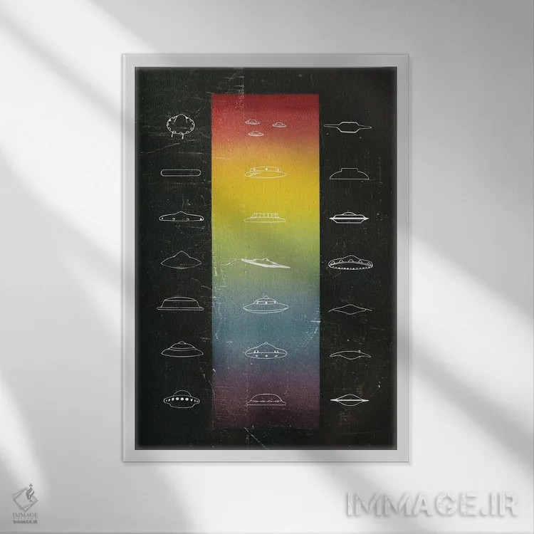 تابلو نمودار بشقابپرنده اثر آندریاس لیه - نمای قابدار سفید