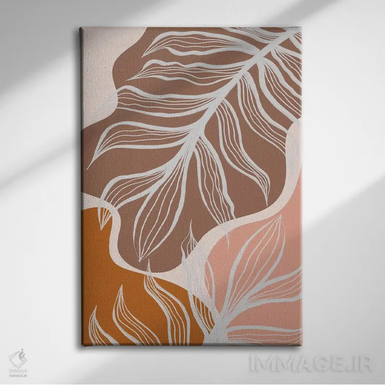 تابلو اشکال آلی و برگهای نخل اثر آلیسا گالیتسینا - نمای روبهرو روی دیوار